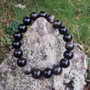 Bracelet Obsidienne dorée diamètre 10 mm
