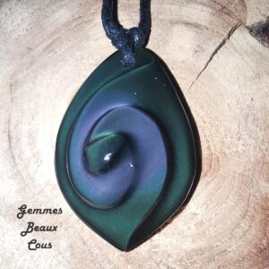 Pendentif Obsidienne Œil celeste spirale