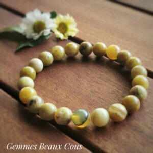 Bracelet Opale jaune diam 8 mm