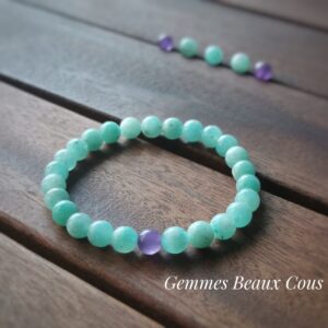 Bracelet Amazonite diam 6.5 mm et Améthyste