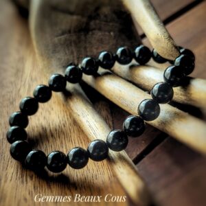 Bracelet Tourmaline noire diamètre 8 mm , ancrage, protection